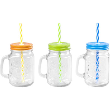 Бутылка для питья MagicHome, с трубочкой, с цветной крышкой, стекло, 480 мл, в упак. 12 шт. Бутылка для питья MagicHome, с трубочкой, с цветной крышкой, стекло, 480 мл, в упак. 12 шт.