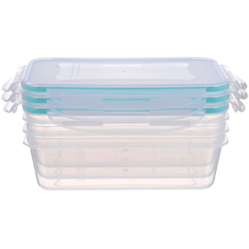 Food container MagicHome, rectangular, Clip, set 3 pcs, 1,35 lit., 15,5x21,5x7,5 cm