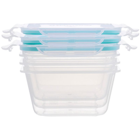 MagicHome Lunchbox, 0,6 litri, komplektā 3, kvadrātveida, Clip