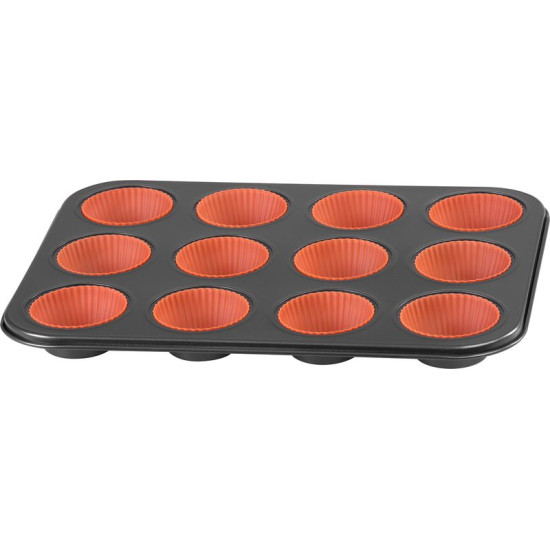 Форма MagicHome для выпечки на 12 маффинов +12 силиконовых форм, 35х26,5х3 см