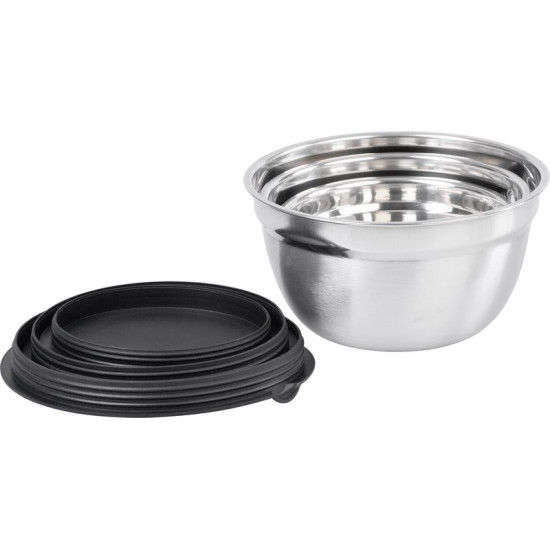 MagicHome bļoda, nerūsējošais tērauds, ar vāku, 14-16-18 cm, komplektā 3 gab.