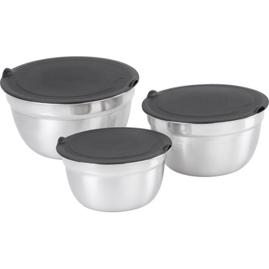 MagicHome bļoda, nerūsējošais tērauds, ar vāku, 14-16-18 cm, komplektā 3 gab.