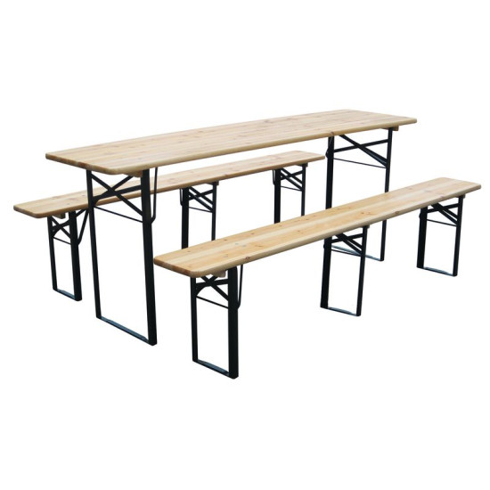 Āra mēbeļu komplekts DORTMUND Max, galds 220x70x77 cm, 2x sols 220x25x47 cm, koks 27 mm Āra mēbeļu komplekts DORTMUND Max, galds 220x70x77 cm, 2x sols 220x25x47 cm, koks 27 mm