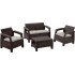 Allibert Corfu terrace set, brown/oat, table, sofa, 2x chair