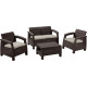 Allibert Corfu terrace set, brown/oat, table, sofa, 2x chair