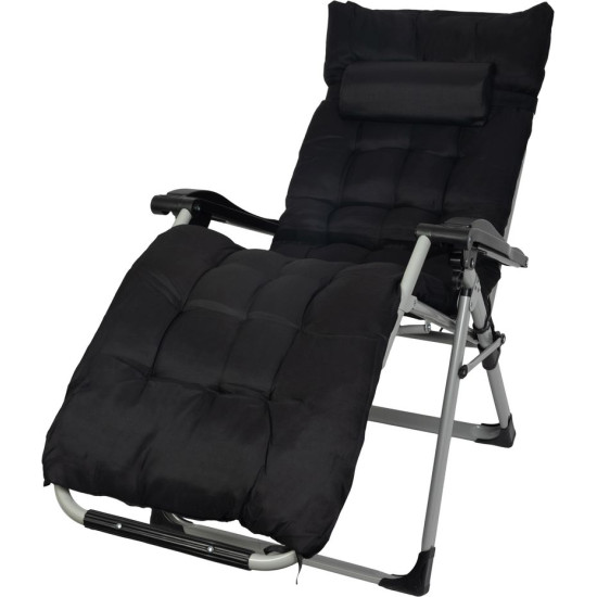 Lounger POHO, black, adjustable, 65x160x110 cm