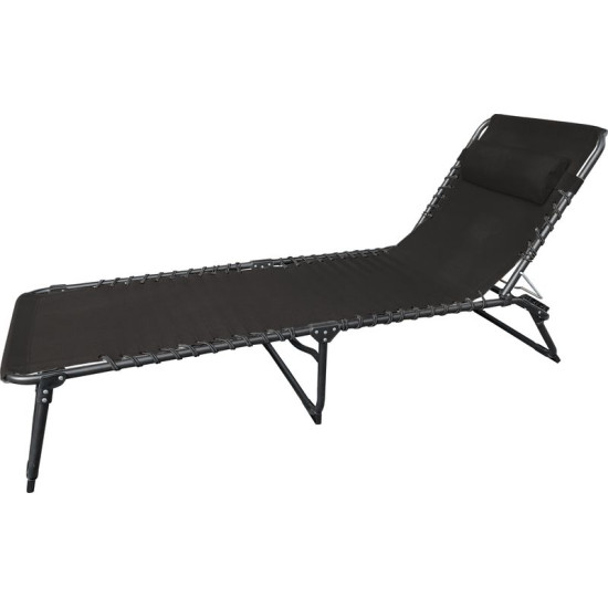 Gultas krēsls SUN LOUNGER VERACRUZ, melns, regulējams, 190x58x28 cm