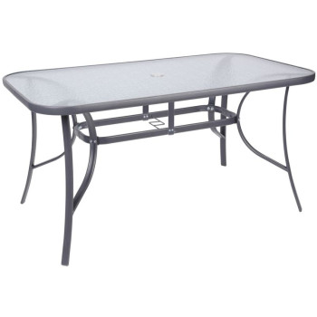 Galds LEQ GREGORY ShadowGray, 140x80x72 cm, stikls 5 mm