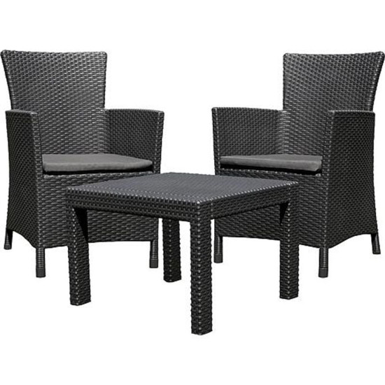 Terrace set Allibert ROSARIO, graphite/coolgray, table, 2x armchair