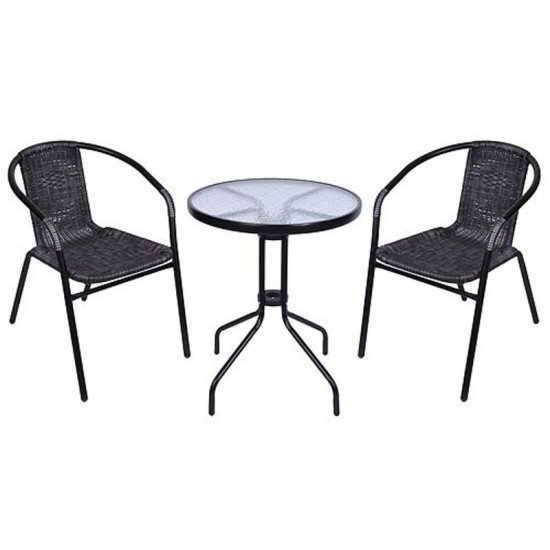 Balkona komplekts ALESIA, pelēks, galds 70x60 cm, 2x krēsls 52x55x73 cm, tērauds Balkona komplekts ALESIA, pelēks, galds 70x60 cm, 2x krēsls 52x55x73 cm, tērauds