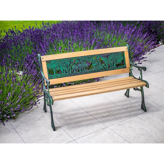 Garden bench MINI JUMANJI, metal/wood, small