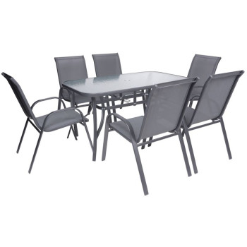 Terrases komplekts ANTOINE, 1x galds, 6x krēsls, ShadowGray