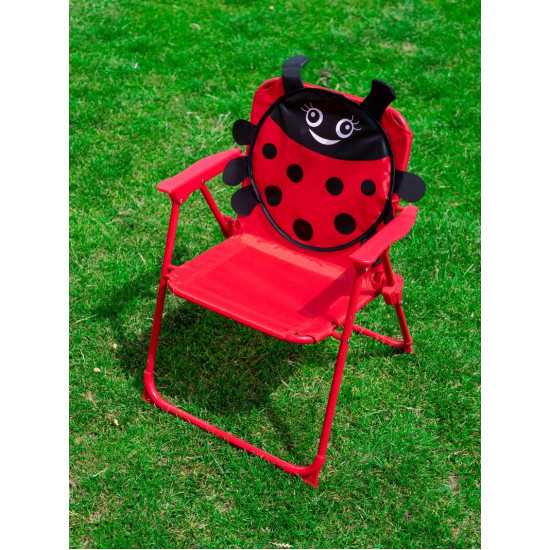 Bērnu mēbeļu komplekts dārza LEQ MELISENDA Mariquita, mārīte, saulessargs 105 cm, galds 50 cm, 2 krēsli