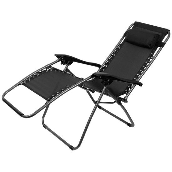 Lounger SONORA, black, adjustable, max. 120 kg, 66x177x108 cm