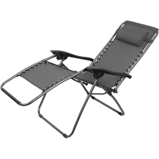 Lounger SONORA, grey, adjustable, max. 120 kg, 66x177x108 cm