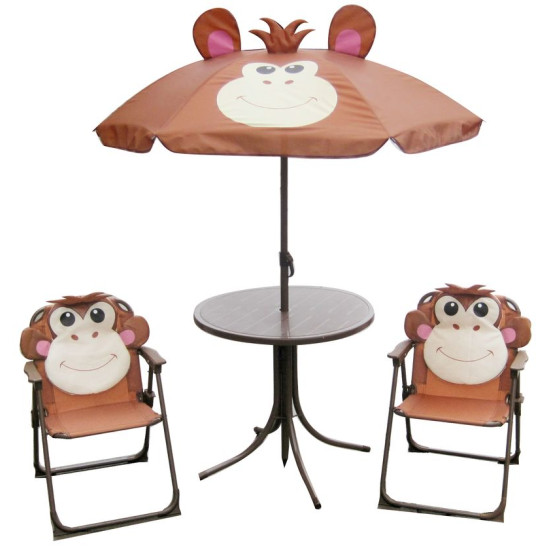 Комплект детской садовой мебели LEQ MELISENDа Mono, обезьяна, зонтик 105 см, стол 50 см, 2 стула. детский