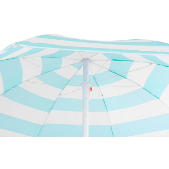 Parasol DALIA 180 cm, 32/32 mm, with tilting joint, turquoise-white, beach
