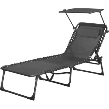 Шезлонг Lounger с навесом Conopeum, серо-черный, регулируемый, 188x56x28 см.