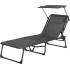 Lounger with canopy CONOPEUM, grey-black, adjustable, 188x56x28 cm