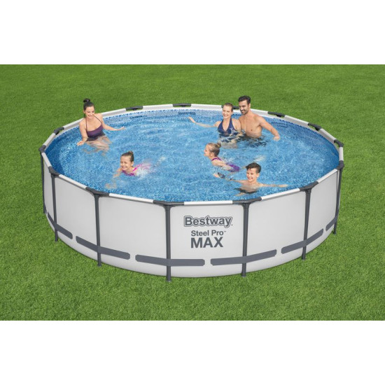 Бассейн каркасный Bestwаy® Steel рro MаX 56488, 457x107 см, фильтр, лестница для бассейна, коврик, покрывало для бассейна