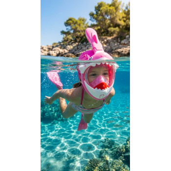 Маска для снорклинга Shark, анфас, для детей 4+, XS, розовая Маска для снорклинга Shark, анфас, для детей 4+, XS, розовая