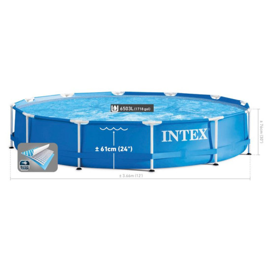 Intex® Metal Frame 28212 baseins, filtrs, sūknis, 3,66x0,76 m Intex® Metal Frame 28212 baseins, filtrs, sūknis, 3,66x0,76 m