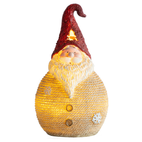 Ziemassvētku rotājumi Ziemassvētku vecītis, apaļš, vidējs, LED, polirezīns, 28,5 cm