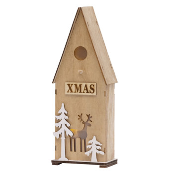 Новогодние украшения Woodeco, Скворечник, 3xLED, 12x7x32 см