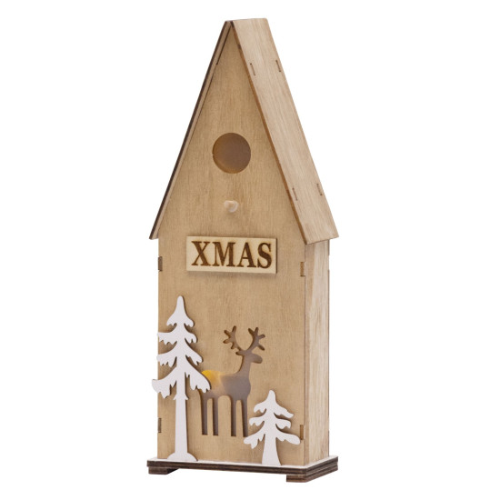 Новогодние украшения Woodeco, Скворечник, 3xLED, 12x7x32 см