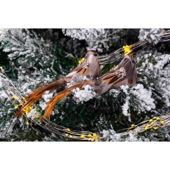 Рождественское украшение MаgiсHome, Птица (с зажимом), коричневые, 15x5x5 см, 2шт.