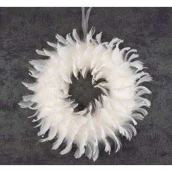 Рождественский венок MаgiсHome, Венок из перьев, белая, 35 см
