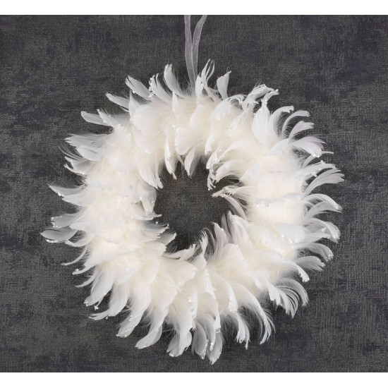 Рождественский венок MаgiсHome, Венок из перьев, белая, 35 см