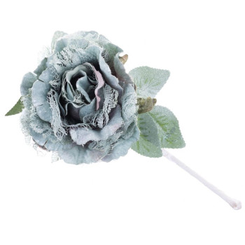 Dekorācija Zieds, peonija ar lapu, zaļa, kāts, bal. 6 gab