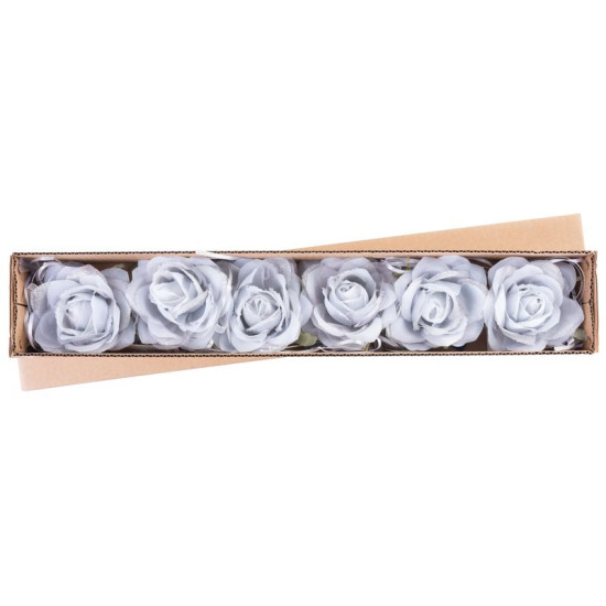 Украшение Цветок, роза, голубой, стебель, 6 шт.