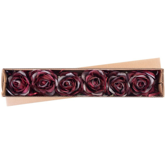 MagicHome flower, rose, burgundy, stem, flower size: 10 cm, flower length: 18 cm, pack. 6 pcs