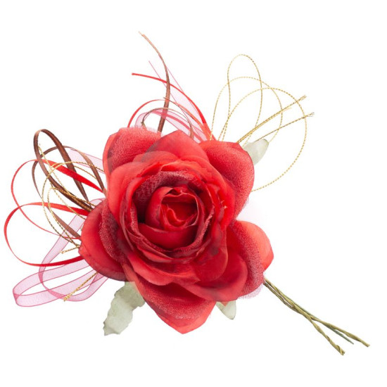 Украшение Цветок, роза, красная, стебель, 6 шт.