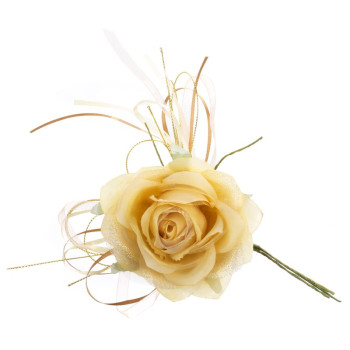 Dekorācija Ziedu roze, zelts, kāts, bal. 6 gab Dekorācija Ziedu roze, zelts, kāts, bal. 6 gab