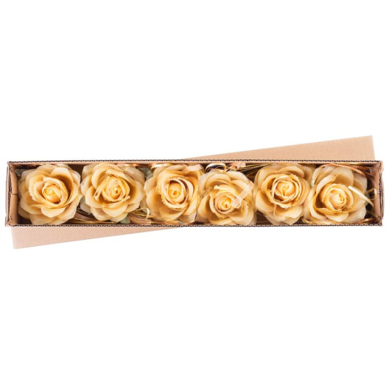 Украшение Цветок, роза, золото, стебель, 6 шт.