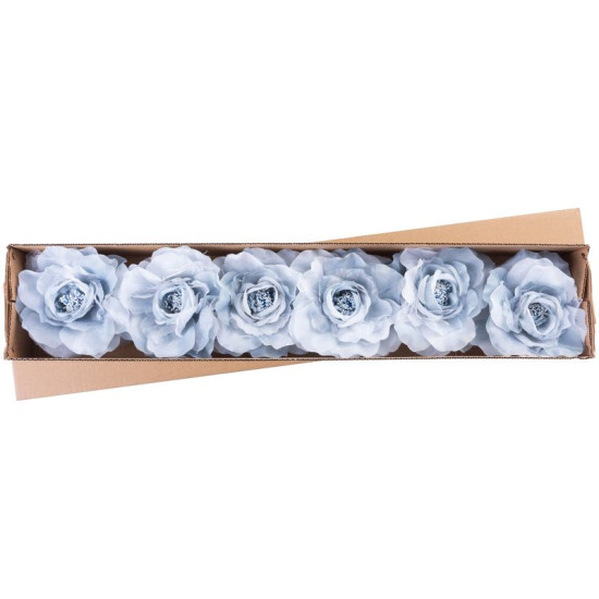 Украшение Цветок, пион, голубой, стебель, 6 шт.