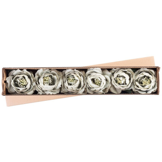 Украшение Цветок, пион, светло-зеленый, стебель, 6 шт.