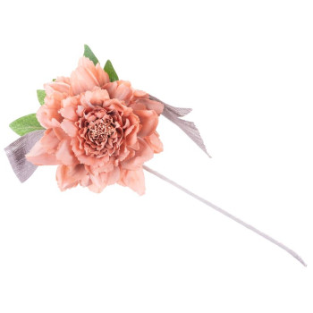 Dekorācija Zieds, peonija, ar lenti, aprikoze, kāts, bal. 6 gab