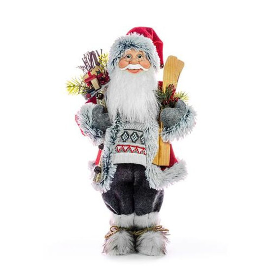 Christmas decoration MagicHome, Santa with skis and wood, 061 cm