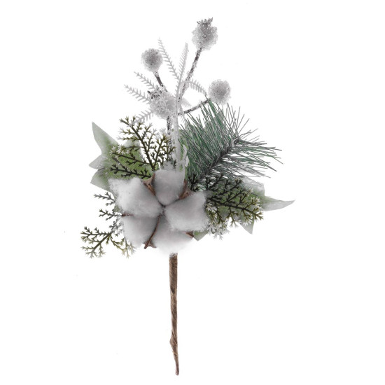 Декоративная ветка с хлопком, белый, 25 см