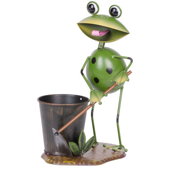 Декоративная садовая фигурка Meссo 4086, Лягушка-садовник, 33, листовой металл