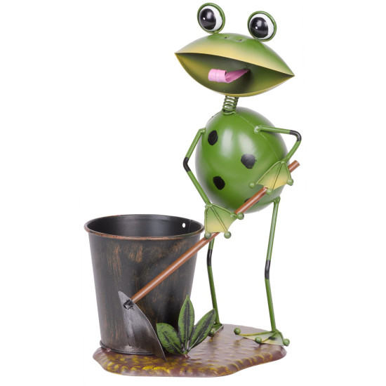 Декоративная садовая фигурка Meссo 4086, Лягушка-садовник, 33, листовой металл