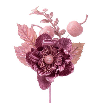 Декоративная ветка с цветком, розовая, 22см. Декоративная ветка с цветком, розовая, 22см.