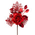 Декоративная ветка с розой, красная, 25,5 см.
