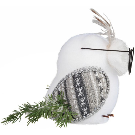 Сова MagicHome, 13х16х15см, белый, пух