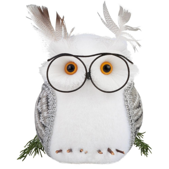 Сова MagicHome, 13х16х15см, белый, пух