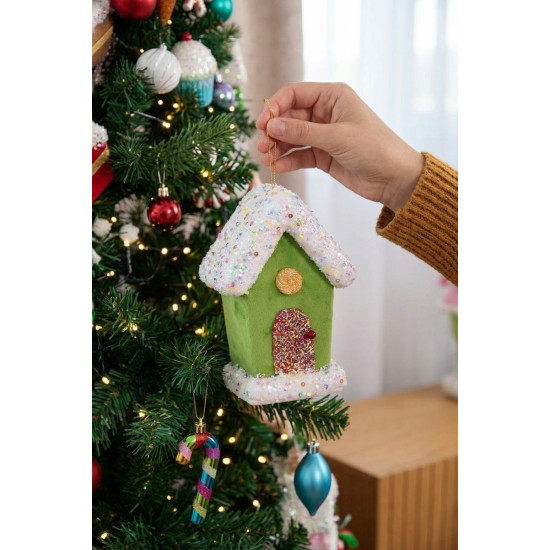 Rotājums MagicHome Candy Line, māja, zaļa, 16 cm, pakarināma Rotājums MagicHome Candy Line, māja, zaļa, 16 cm, pakarināma